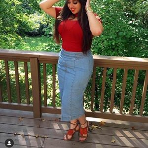 Free People slit denim skirt